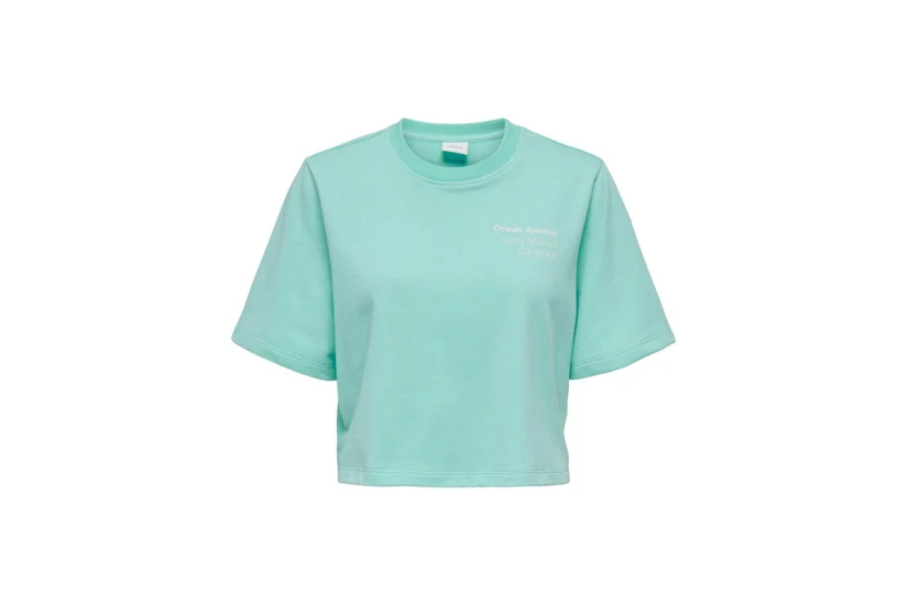 Only Onlsasja Γυναικείο Κοντομάνικο Crop Top Τυρκουάζ