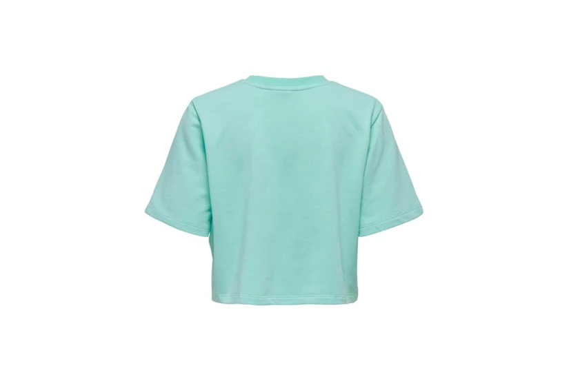 Only Onlsasja Γυναικείο Κοντομάνικο Crop Top Τυρκουάζ