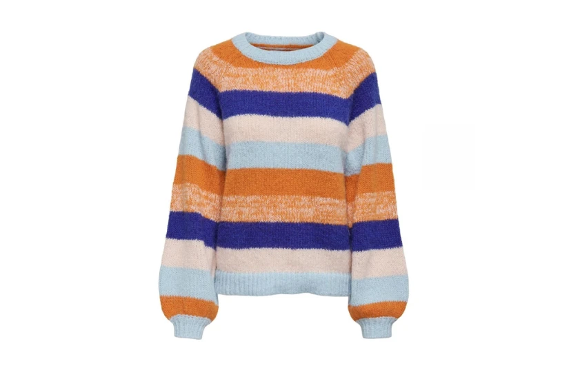 Only Onlelena Life Ls Stripe Oneck Cc Knt Πουλόβερ Γυναικείο