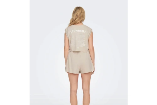 Only Onlvera S-L Voyage O-Neck Ub Swt Crop Top Αμάνικο Γυναικείο (15297354 SANDSHELL)