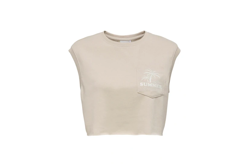 Only Onlvera Γυναικείο Αμάνικο Crop Top Μπεζ