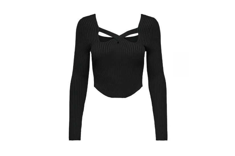 Only Onllisa Ls Squareneck Knt Crop Top Μακρυμάνικο Γυναικείο