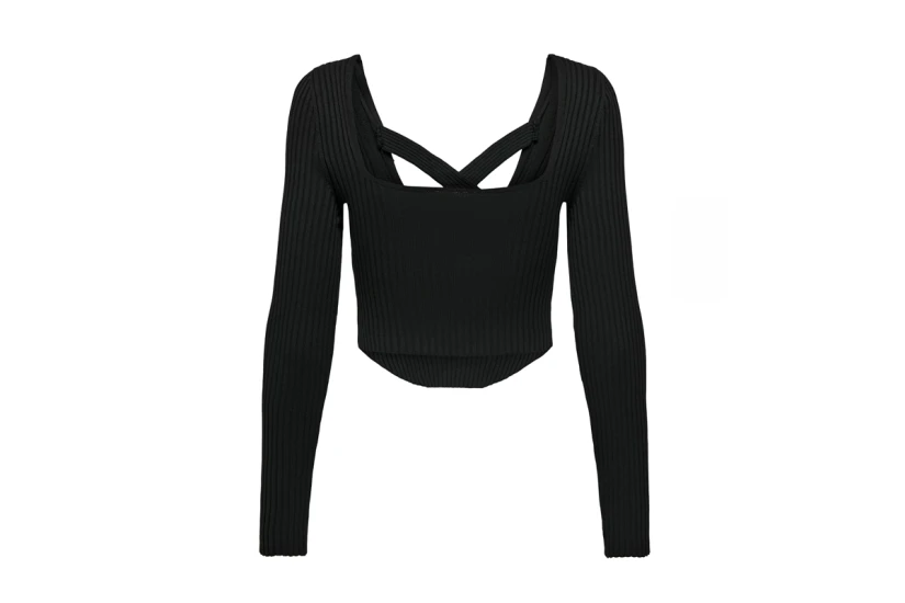 Only Onllisa Ls Squareneck Knt Crop Top Μακρυμάνικο Γυναικείο