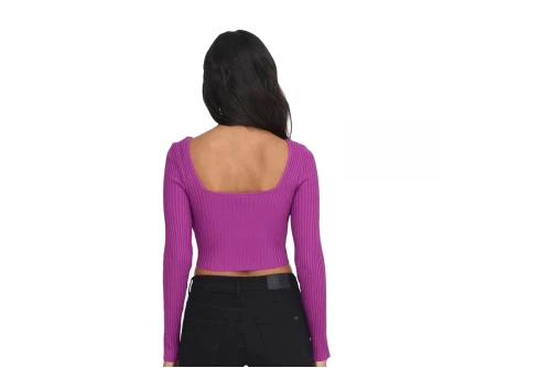 Only Onllisa Ls Squareneck Knt Crop Top Μακρυμάνικο Γυναικείο (15300377 CLOVER)