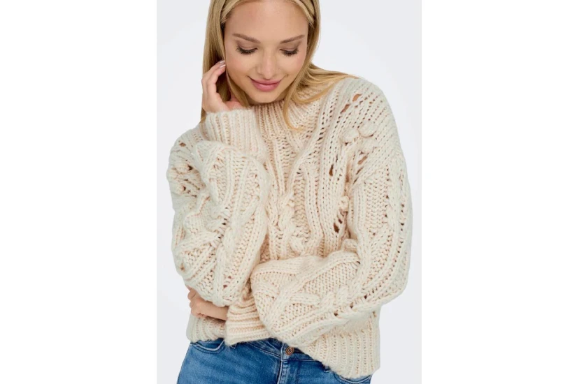 Only Onlmargaretha Ls Shortcable Highneck Knt  Μπλούζα Πλεκτή Γυναικείο