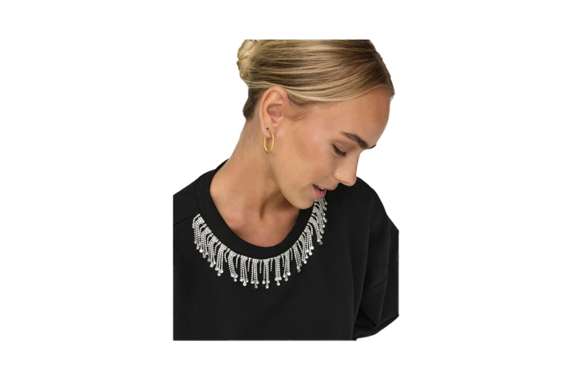 Only Onlrhine L-S Bling O-Neck Swt Crop Top Μακρυμάνικο Γυναικείο