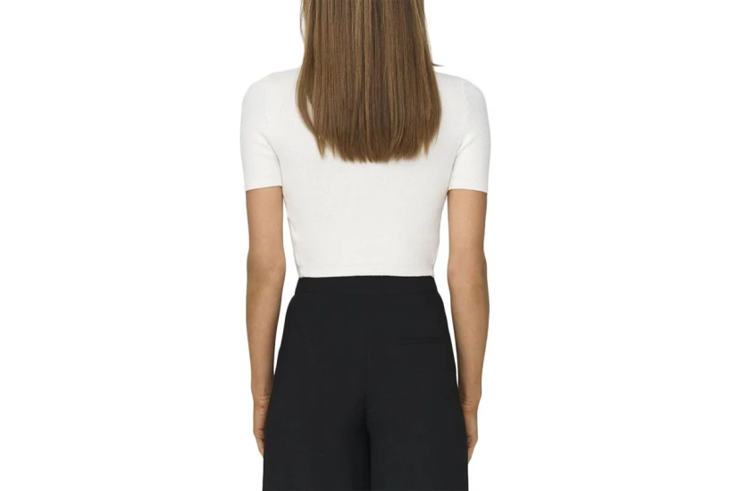 Only Kai Γυναικεία Κοντομάνικη Crop Top Μπλούζα Λευκή