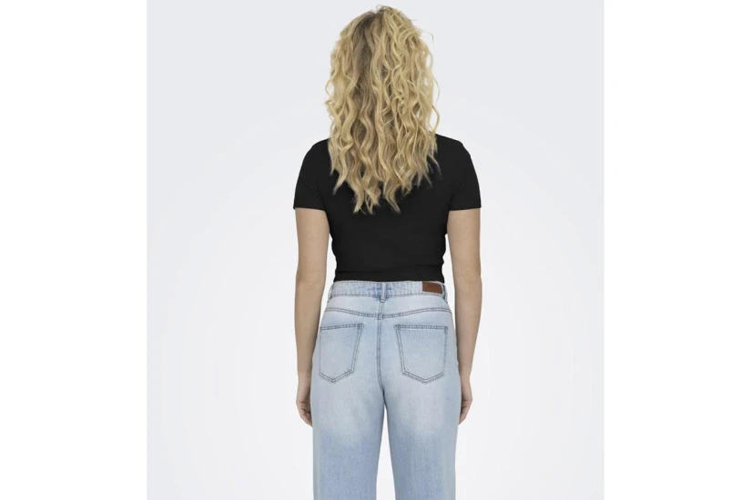 Only Betty Γυναικείο Κοντομάνικο Cropped T-Shirt Μαύρο