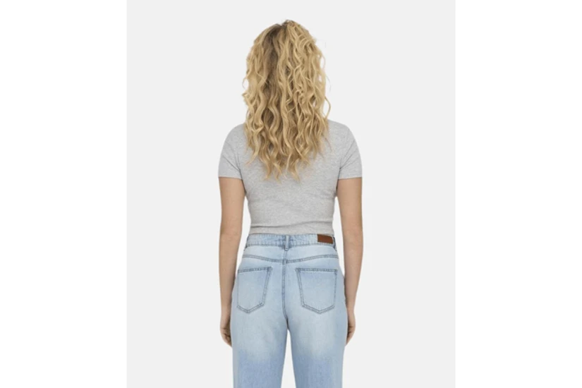 Only Betty Γυναικείο Κοντομάνικο Cropped T-Shirt Γκρι