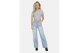 Only Betty Γυναικείο Κοντομάνικο Cropped T-Shirt Γκρι