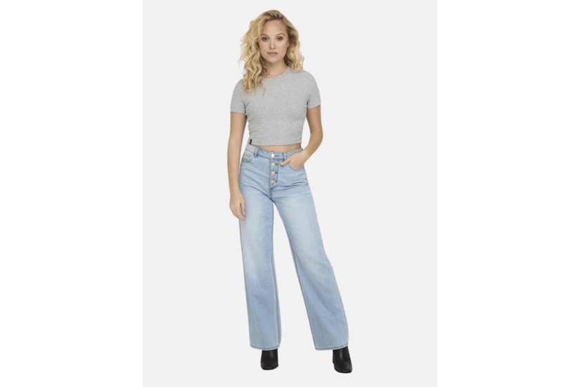 Only Betty Γυναικείο Κοντομάνικο Cropped T-Shirt Γκρι