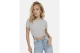 Only Betty Γυναικείο Κοντομάνικο Cropped T-Shirt Γκρι