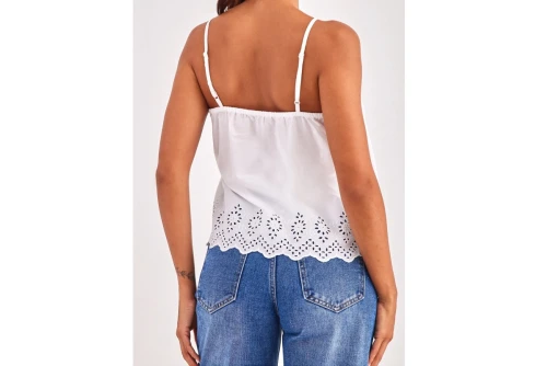 Only Onllou Life Emb Singlet Ptm Μπλούζα Αμάνικη Γυναικεία (15313172 BRIGHT WHITE)