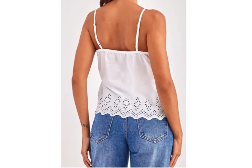 Only Onllou Life Emb Singlet Ptm Μπλούζα Αμάνικη Γυναικεία (15313172 BRIGHT WHITE)