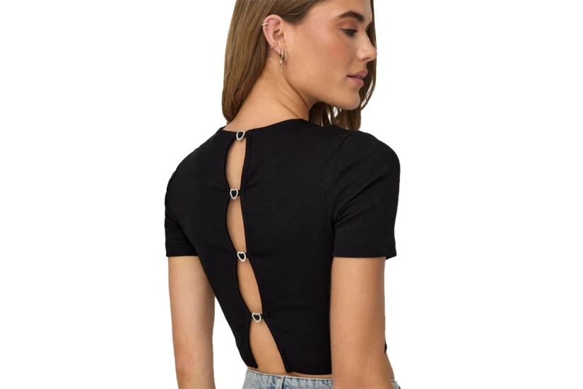Only Onlrene S-S Open Back Heart Top Jrs Crop Top Κοντομάνικο