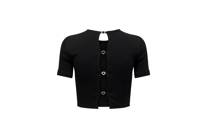 Only Onlrene S-S Open Back Heart Top Jrs Crop Top Κοντομάνικο