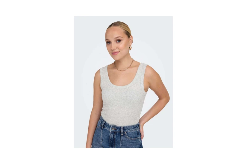 Only Easy Γυναικείο Αμάνικο T-Shirt Γκρι Ανοιχτό