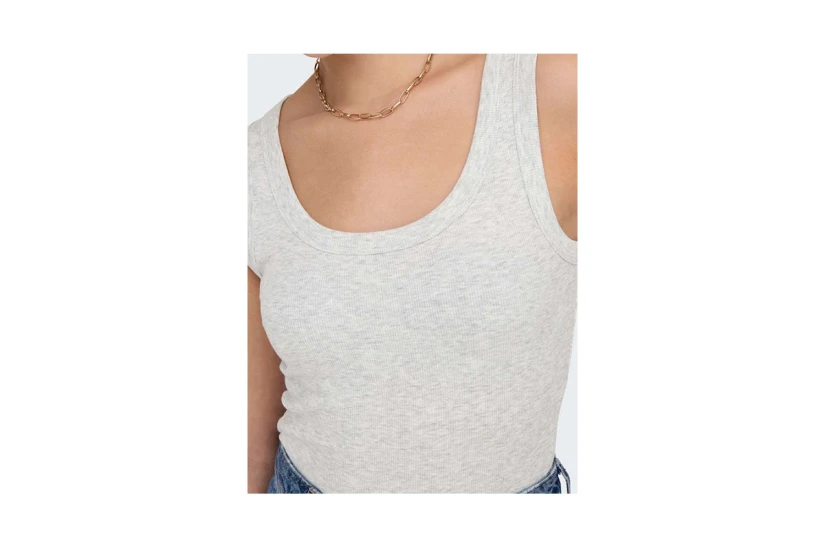 Only Easy Γυναικείο Αμάνικο T-Shirt Γκρι Ανοιχτό