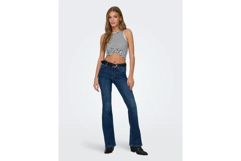 Only Sandy Γυναικείο Αμάνικο Crop Top Λευκό, Μαύρο