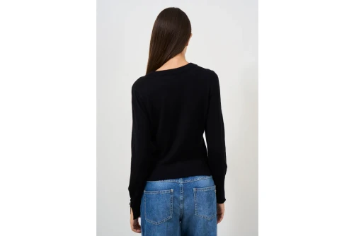 Only Onlvenice Life Ls Button Μπλούζα Με Λαιμόκοψη Γυναικεία (15331686 BLACK)