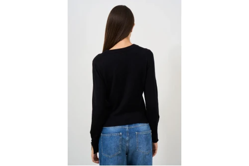 Only Onlvenice Life Ls Button Μπλούζα Με Λαιμόκοψη Γυναικεία (15331686 BLACK)