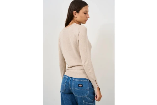 Only Onlvenice Life Ls Button Μπλούζα Με Λαιμόκοψη Γυναικεία (15331686 WHITECAP GRAY-MEL)