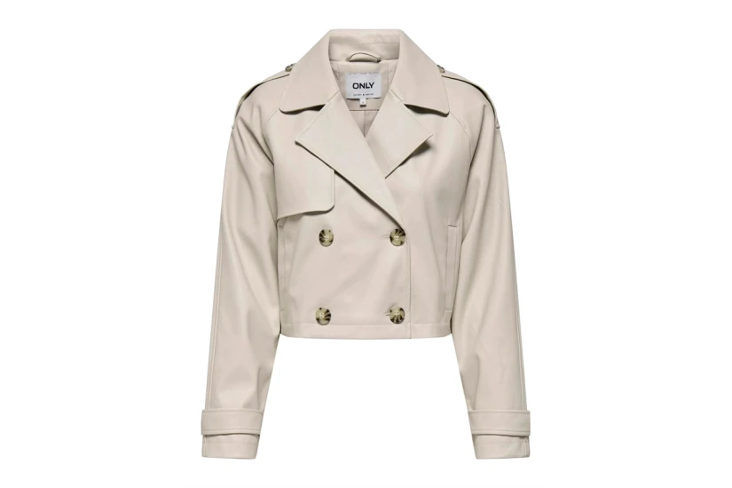 Only Lamia Faux Leather Γυναικείο Μπουφάν Εκρού