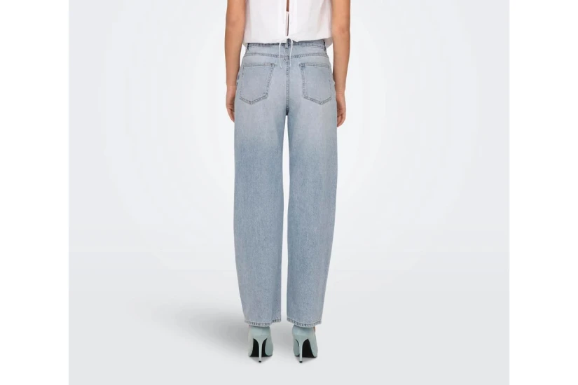 Only Lella Mid Waist Straight Γυναικείο Τζιν Παντελόνι Μπλε