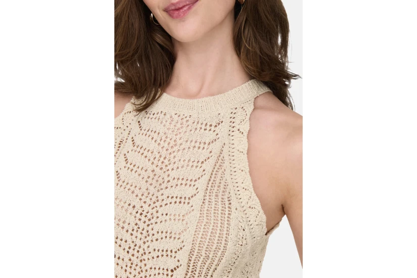 Only Lerin Life Γυναικείο Αμάνικο Crop Top Εκρού