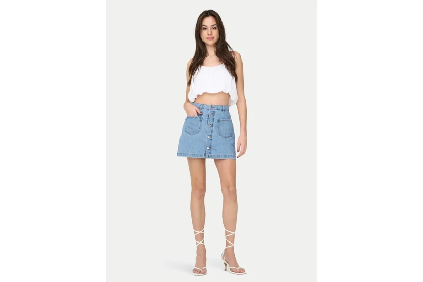 Only Onllou Life Emb Baloon Γυναικείο Αμάνικο Crop Top Λευκό