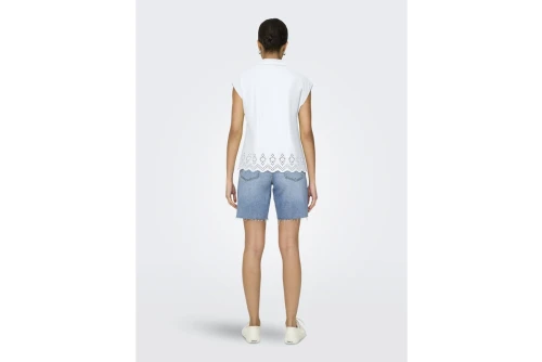 Only Onllou Life Emb S-S Πουκάμισο Αμάνικο Γυναικείο (15342569 BRIGHT WHITE)