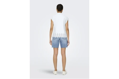Only Onllou Life Emb S-S Πουκάμισο Αμάνικο Γυναικείο (15342569 BRIGHT WHITE)