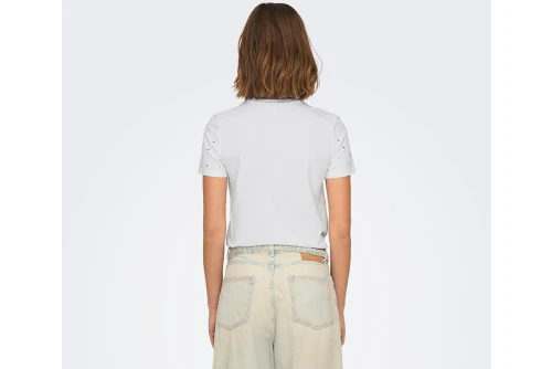Only Onlglobe Life S-S O-Neck T-Shirt Γυναικείο (15342984 BRIGHT WHITE-GUNM)