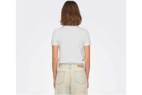 Only Onlglobe Life S-S O-Neck T-Shirt Γυναικείο (15342984 BRIGHT WHITE-GUNM)