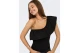 Only One Shoulder Γυναικεία Αμάνικη Μπλούζα Μαύρη