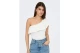 Only One Shoulder Γυναικεία Αμάνικη Μπλούζα Λευκή