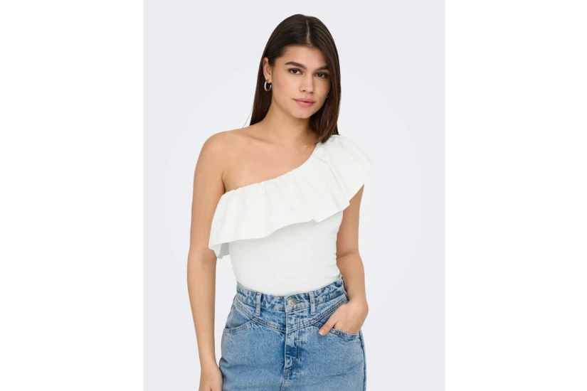 Only One Shoulder Γυναικεία Αμάνικη Μπλούζα Λευκή