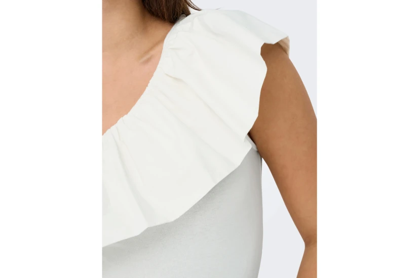 Only One Shoulder Γυναικεία Αμάνικη Μπλούζα Λευκή
