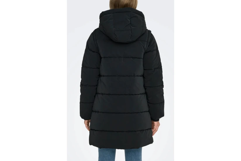Only Onldixie Long Γυναικείο Μπουφάν Puffer με Κουκούλα Μαύρο