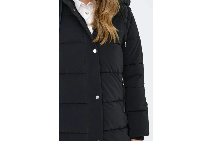 Only Onldixie Long Γυναικείο Μπουφάν Puffer με Κουκούλα Μαύρο