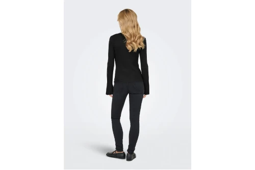 Only Onltara Rib Μπλούζα Με Λαιμόκοψη Γυναικεία (15350696 BLACK)