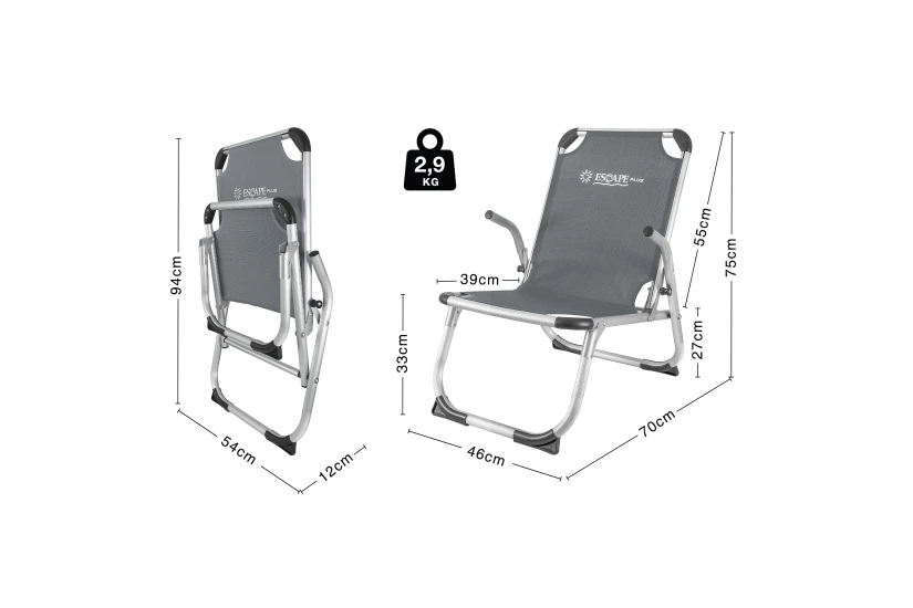 Escape Camping Καρεκλάκι Παραλίας Escape Plus Γκρι (15615)