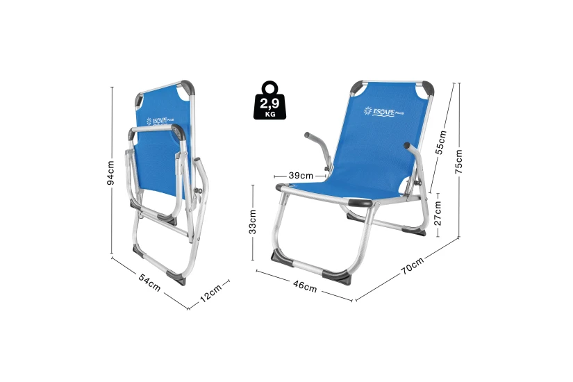 Escape Camping Καρεκλάκι Παραλίας Escape Plus Μπλε (15616)