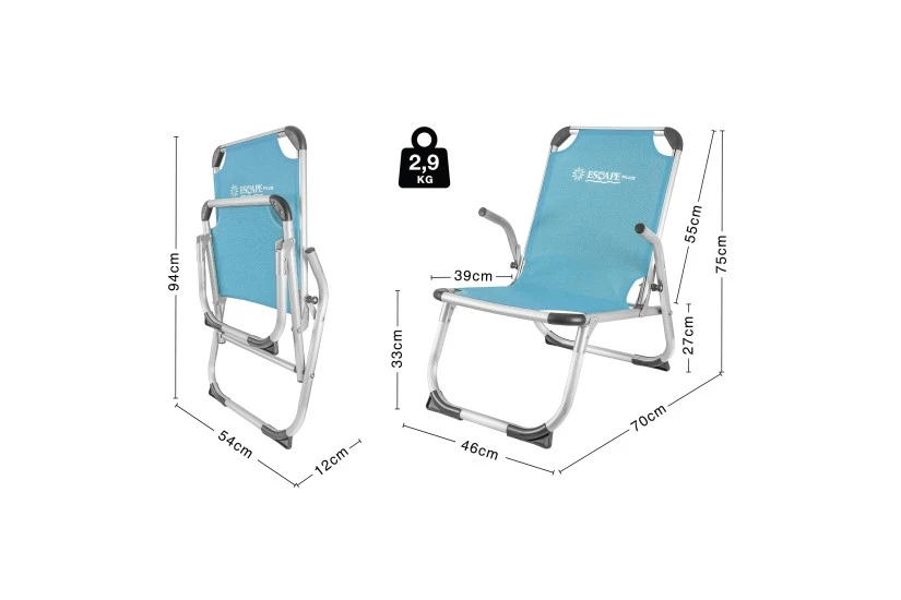 Escape Camping Καρεκλάκι Παραλίας Escape Plus Πετρόλ (15617)