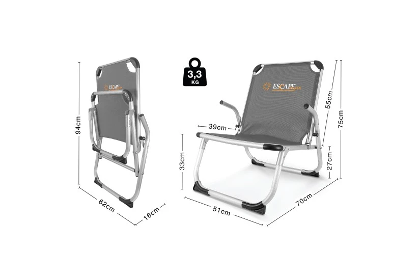 Escape Camping Καρεκλάκι Παραλίας Escape Max Γκρι (15677)