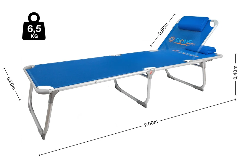 Escape Camping Ξαπλώστρα Τρίσπαστη Παραλίας Escape Max Μπλε (15686)
