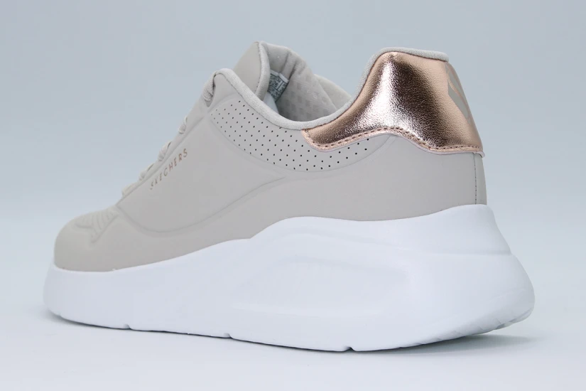 Skechers Uno Lite - Shimmer Along Sneakers Μπεζ, Μπρονζέ, Λευκά