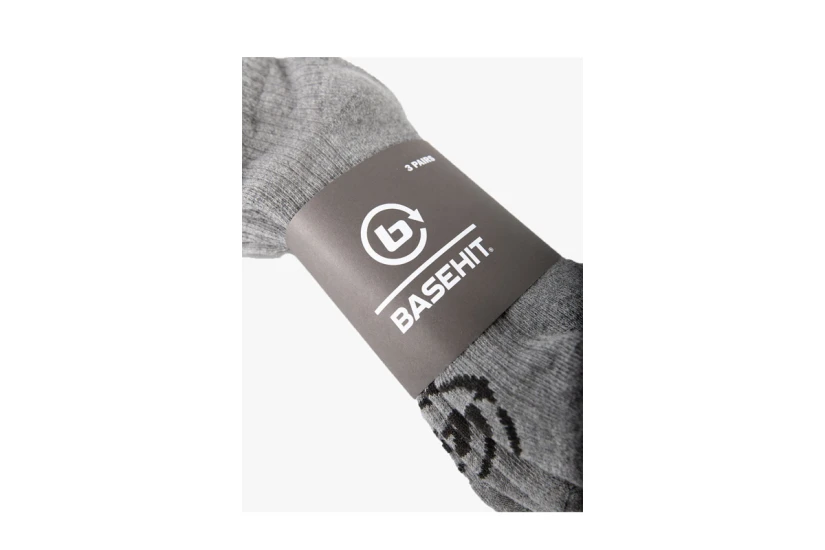 Basehit Unisex Κάλτσες μέχρι τον Αστράγαλο Γκρι 3 Ζευγάρια
