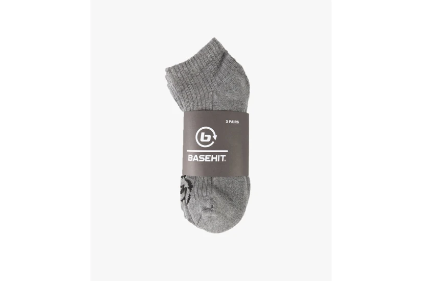 Basehit Unisex Κάλτσες μέχρι τον Αστράγαλο Γκρι 3 Ζευγάρια