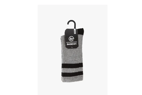 Basehit Κάλτσες Ψηλές 1 Ζευγάρι (202.BU08.10 GREY ML-BLACK)